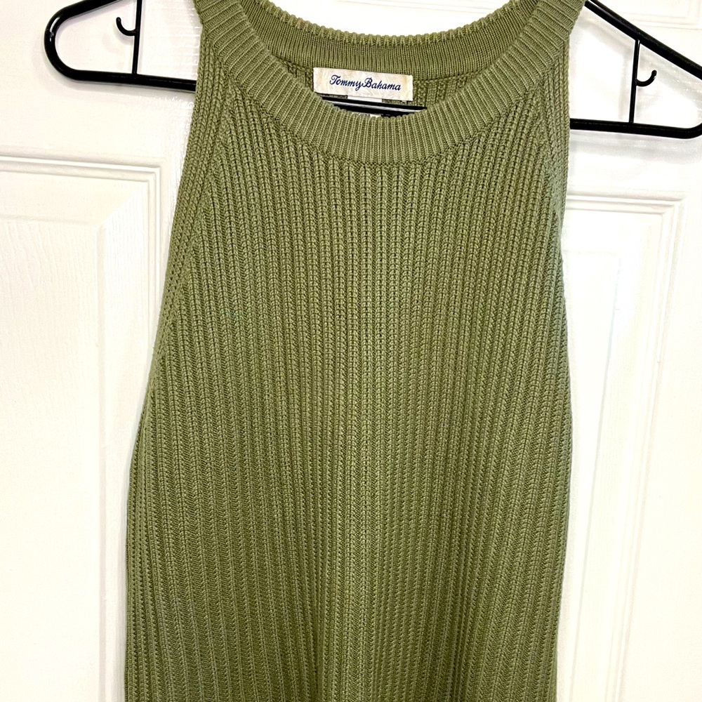 Green sweater tank top, designer, casual, cotton sweater